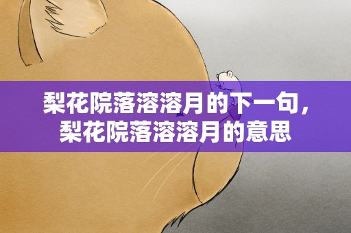 梨花院落溶溶月的下一句，梨花院落溶溶月的意思