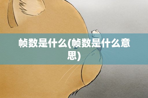 帧数是什么(帧数是什么意思)
