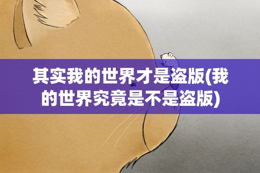 其实我的世界才是盗版(我的世界究竟是不是盗版)