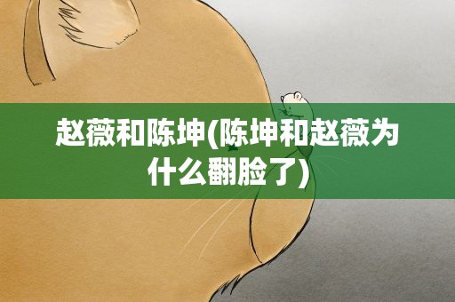 赵薇和陈坤(陈坤和赵薇为什么翻脸了)