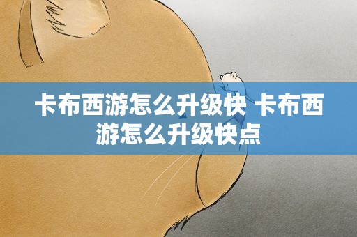 卡布西游怎么升级快 卡布西游怎么升级快点