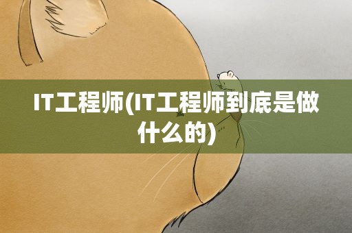 IT工程师(IT工程师到底是做什么的)