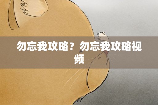 勿忘我攻略？勿忘我攻略视频