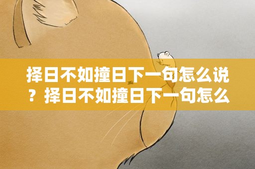择日不如撞日下一句怎么说？择日不如撞日下一句怎么接