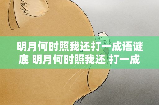 明月何时照我还打一成语谜底 明月何时照我还 打一成语