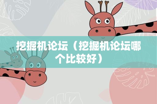 挖掘机论坛（挖掘机论坛哪个比较好）