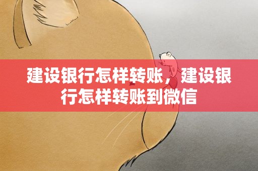 建设银行怎样转账，建设银行怎样转账到微信