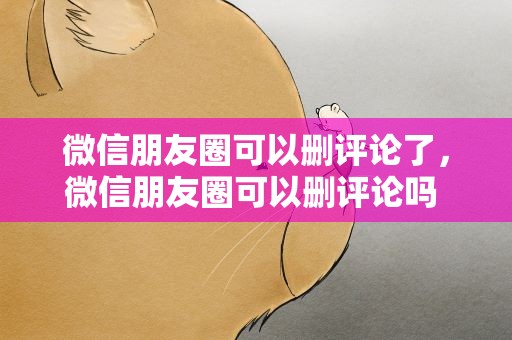 微信朋友圈可以删评论了，微信朋友圈可以删评论吗 微信朋友圈能不能自行删评论呢