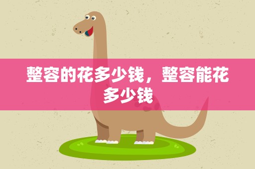 整容的花多少钱，整容能花多少钱