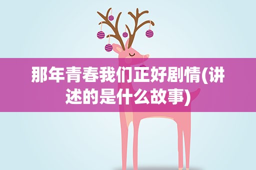 那年青春我们正好剧情(讲述的是什么故事)