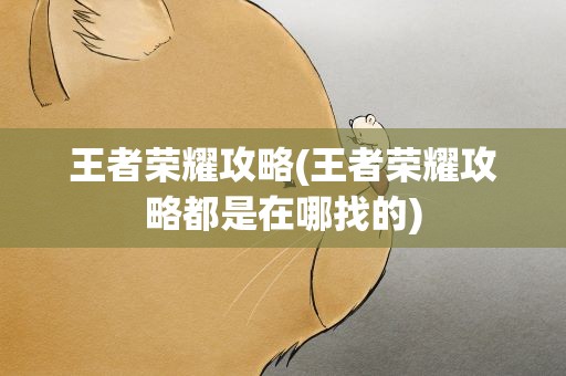 王者荣耀攻略(王者荣耀攻略都是在哪找的)