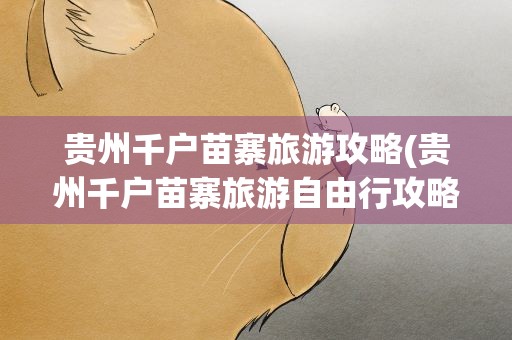 贵州千户苗寨旅游攻略(贵州千户苗寨旅游自由行攻略怎么走)
