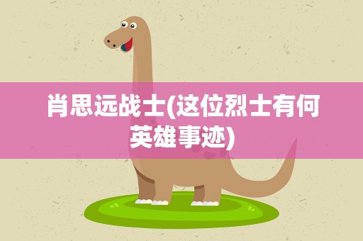 肖思远战士(这位烈士有何英雄事迹)
