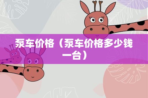 泵车价格（泵车价格多少钱一台）