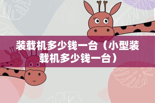 装载机多少钱一台（小型装载机多少钱一台）