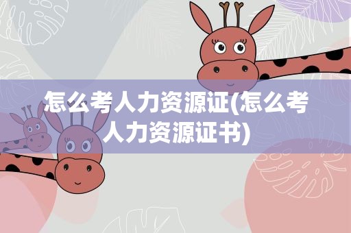 怎么考人力资源证(怎么考人力资源证书)