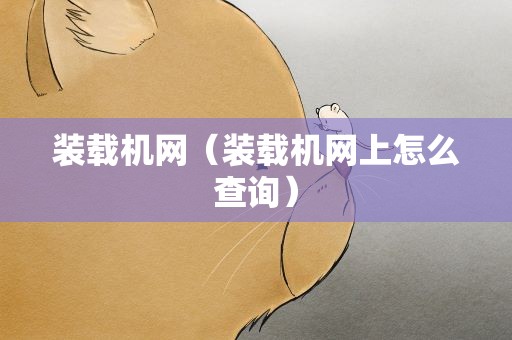装载机网（装载机网上怎么查询）