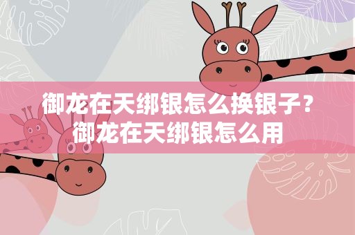御龙在天绑银怎么换银子？御龙在天绑银怎么用