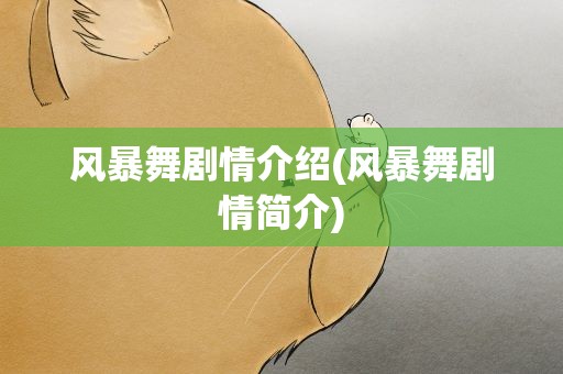 风暴舞剧情介绍(风暴舞剧情简介)