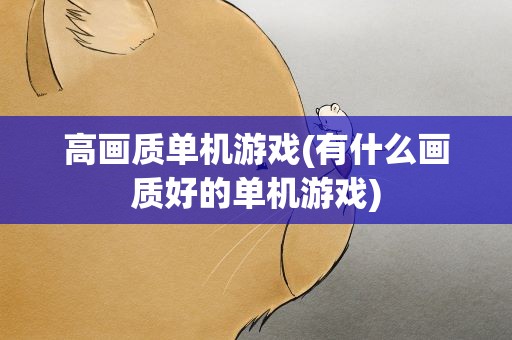 高画质单机游戏(有什么画质好的单机游戏)