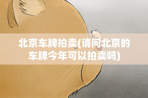 北京车牌拍卖(请问北京的车牌今年可以拍卖吗)