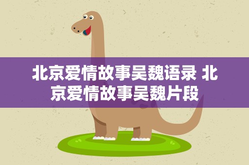 北京爱情故事吴魏语录 北京爱情故事吴魏片段