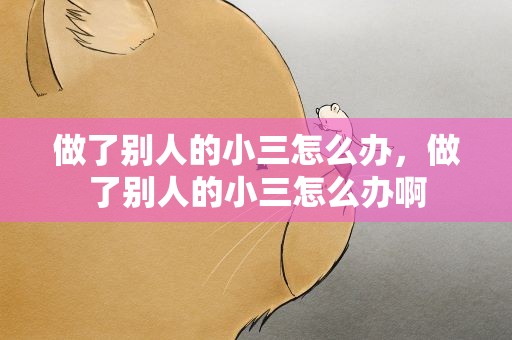 做了别人的小三怎么办，做了别人的小三怎么办啊