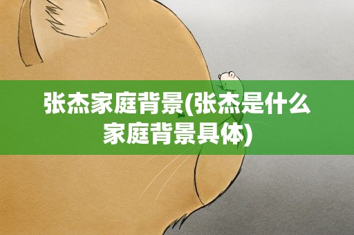 张杰家庭背景(张杰是什么家庭背景具体)