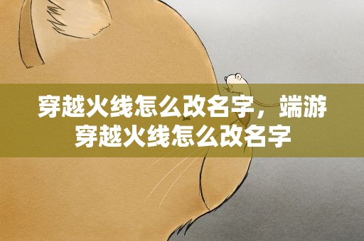 穿越火线怎么改名字，端游穿越火线怎么改名字