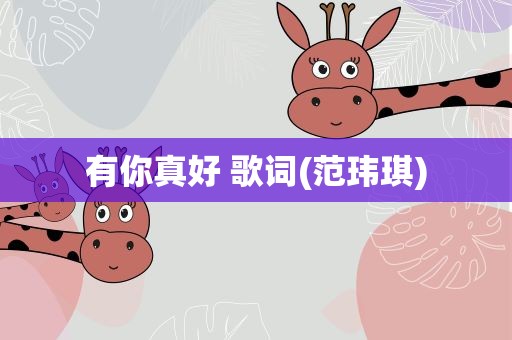 有你真好 歌词(范玮琪)