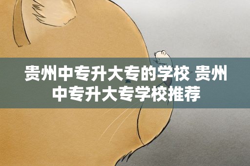贵州中专升大专的学校 贵州中专升大专学校推荐