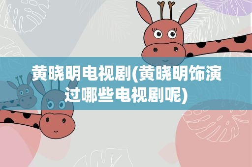 黄晓明电视剧(黄晓明饰演过哪些电视剧呢)