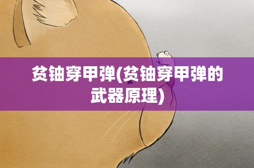 贫铀穿甲弹(贫铀穿甲弹的武器原理)