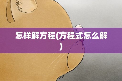 怎样解方程(方程式怎么解)