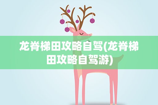 龙脊梯田攻略自驾(龙脊梯田攻略自驾游)