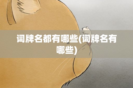 词牌名都有哪些(词牌名有哪些)