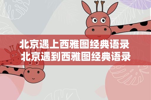 北京遇上西雅图经典语录 北京遇到西雅图经典语录