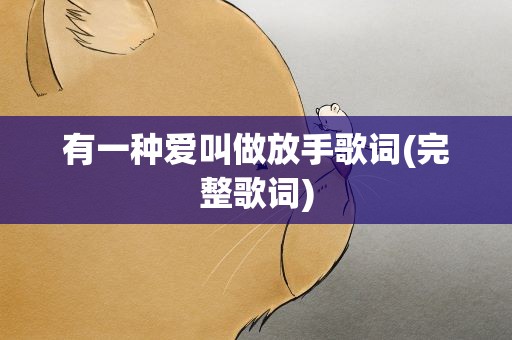 有一种爱叫做放手歌词(完整歌词)