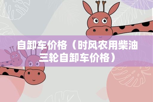 自卸车价格（时风农用柴油三轮自卸车价格）