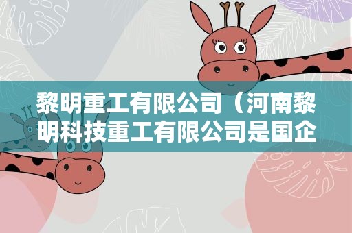 黎明重工有限公司（河南黎明科技重工有限公司是国企吗）