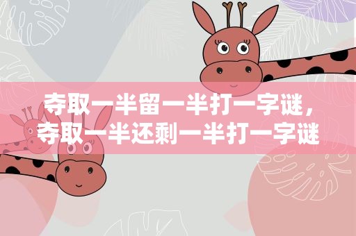 夺取一半留一半打一字谜，夺取一半还剩一半打一字谜