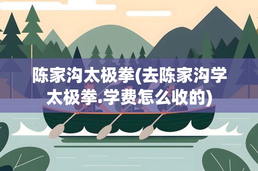 陈家沟太极拳(去陈家沟学太极拳.学费怎么收的)