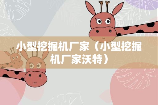 小型挖掘机厂家（小型挖掘机厂家沃特）