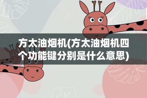 方太油烟机(方太油烟机四个功能键分别是什么意思)