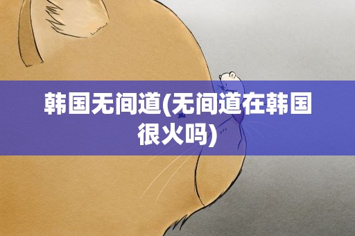 韩国无间道(无间道在韩国很火吗)