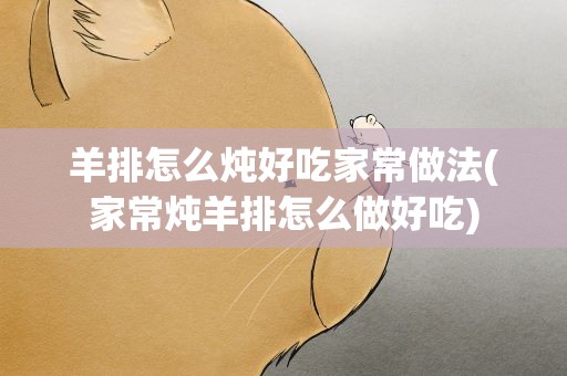 羊排怎么炖好吃家常做法(家常炖羊排怎么做好吃)