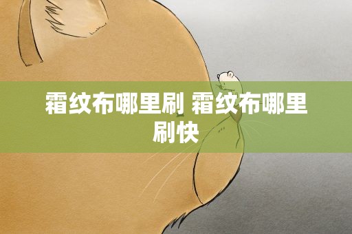 霜纹布哪里刷 霜纹布哪里刷快