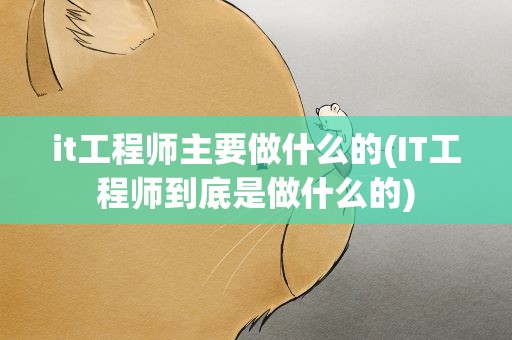 it工程师主要做什么的(IT工程师到底是做什么的)