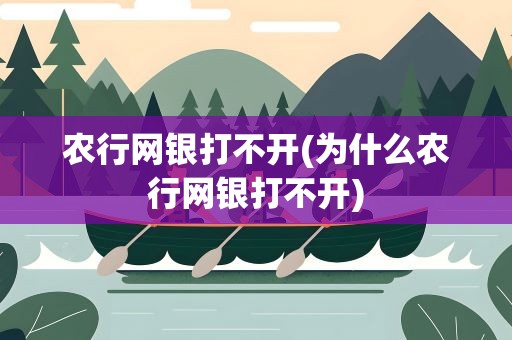 农行网银打不开(为什么农行网银打不开)