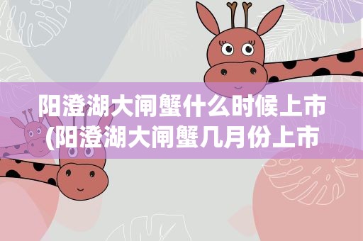 阳澄湖大闸蟹什么时候上市(阳澄湖大闸蟹几月份上市)